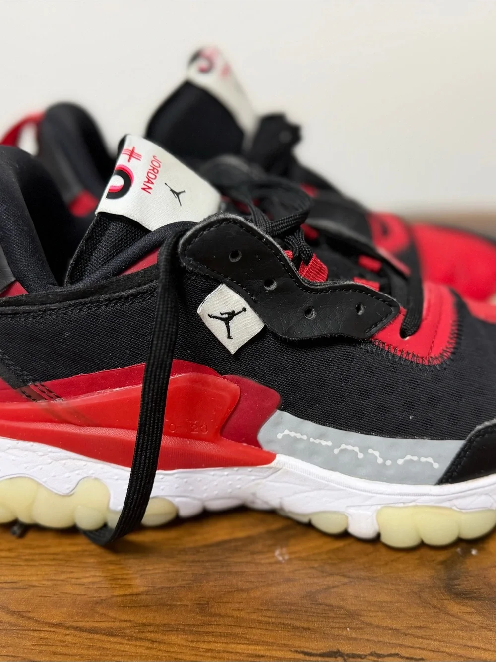 Jordan Kids Black and Red Low-Top Sneakers